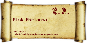 Mick Marianna névjegykártya